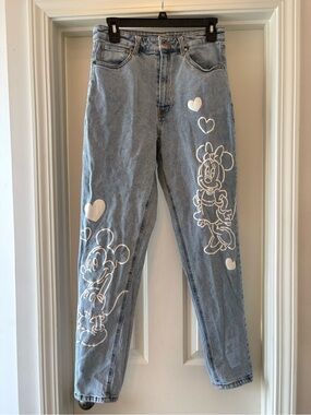 Her Universe Light Blue High-Rise Jeans with White Minnie & Mickey Prints